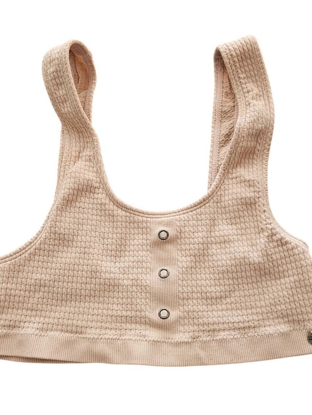 Lucky Brand Womens Sz S Bralette Bra Beige Waffle Knit